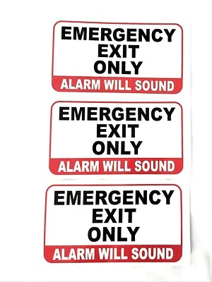 MAYA LABELS EMERGENCY EXIT ONLY, sticker Multi Color, Brand New, Free Shipping!!! 3 pack