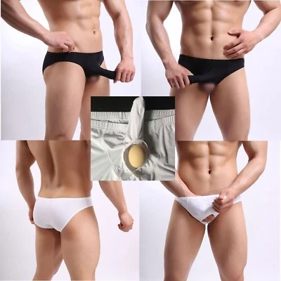 81-410 Herren Frontoffen SLIP mit Penishülle + Hoden LOCH 2 Farben in S bis 2XL - Bild 1 von 4