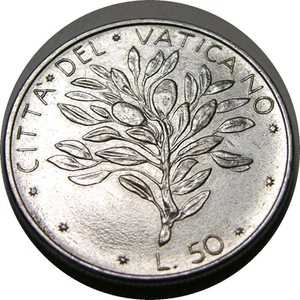 elf Vatican City 50 Lire 1976 Pope Paul VI Olive Branch - Picture 1 of 2