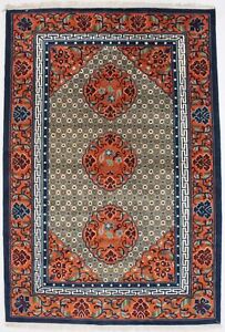 Orange Geometric Art Deco Hand Carved 6X9 Chinese Style Oriental Area Rug Carpet