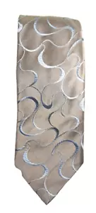 John W Nordstrom Tie Designer Necktie Silver Blue Geometric 100% Silk Made Italy - Picture 1 of 7