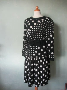 Fink Kleid schwarz mit Punkten Vintage 70er Jahre edel süßer Schnitt Größe 40 L - Bild 1 von 3