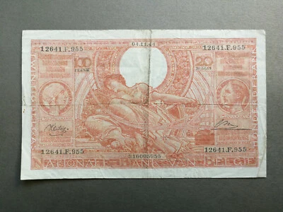 Belgium,old banknote 100 Frank / 20 Belgas 1944 - Image 1 of 2