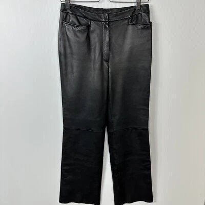 Pantalones Classiques Entier 8 Negro Cuero Suave Calce Recto Pantalón Foto 1 de 4