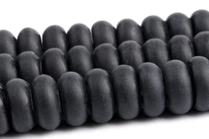 Perline di agata nera opaca naturale grado AAA rondelle perline sciolte 6x4 mm 8x5 mm - Foto 1 di 6