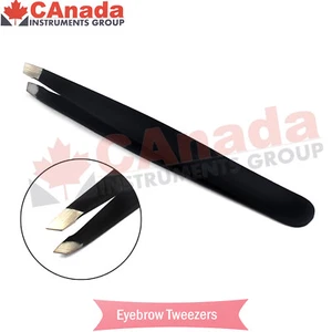 Tweezers Slant Professional Black Eyebrow Facial Nose Ingrown Hair Removal New - Picture 1 of 2
