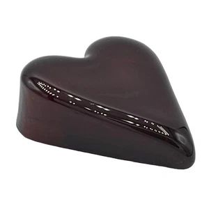 Art Glass Cadmium Red Heart Paperweight UV Reactive Glows - Picture 1 of 7