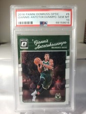 PSA 10 GEM MINT 2016-17 PANINI DONRUSS OPTIC GIANNIS ANTETOKOUNMPO NO. 5