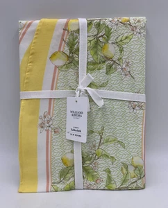 Williams Sonoma Citron Lemon Tablecloth White Yellow 70 In Round SOLD OUT #9835 - Picture 1 of 5
