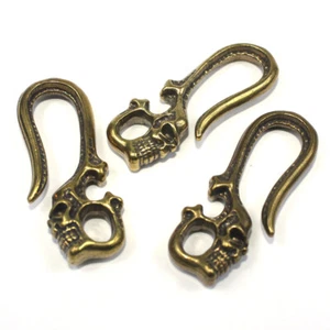 Solid Brass Vintage Skull Hook For Bag Wallet Key Chain Use Skull Hooks Gifts - Picture 1 of 6