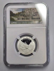 2019-S SILVER NGC PR70 ULTRA CAMEO River Of No Return Quarter - Picture 1 of 2