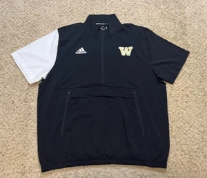 Washington Huskies Adidas Team Issue Short Sleeve 1/2 Zip Anorak Pullover Sz L - Picture 1 of 4