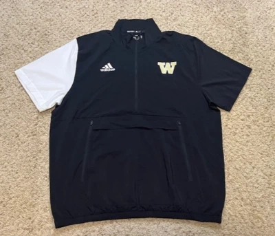 Washington Huskies Adidas Team Issue Short Sleeve 1/2 Zip Anorak Pullover Sz L - Image 1 of 4