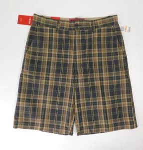 Izod Mens Flat Front Luxury Sport Shorts Size 33 Plaid NWT - Picture 1 of 10