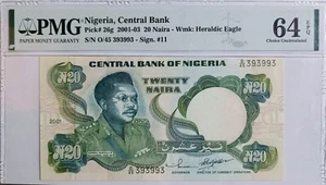 Nigeria 20 Niara 2001-2003 p26g UNC PMG 64 EPQ - Imagen 1 de 2