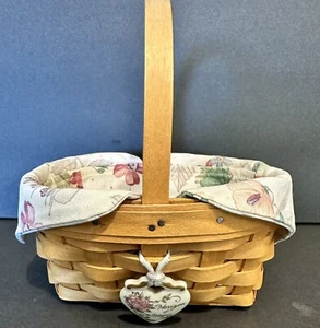 Longaberger Oval Basket Horizon Of Hope Ceramic Tie On Charm & Liner Vintage - Picture 1 of 8