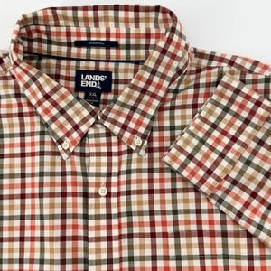 Lands' End XXL Herren kariertes Hemd bügelfrei Twill Button Down Traditional Fit - Bild 1 von 11