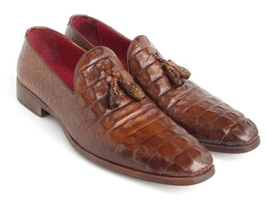 Paul Parkman Men's Brown Crocodile Embossed Calfskin Tassel Loafer (ID#PP2281-BR - Picture 1 of 7