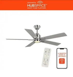 Hampton Bay 92380 Zandra 52” CCT LED Smart Indoor Brushed Nickel Ceiling Fan - Picture 1 of 12