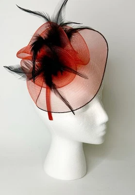 Diadema Facinator Sombrero Hecho a Mano Plumas Rojas Red Vacaciones Ocasión Especial Foto 1 de 4