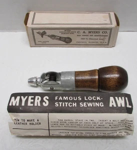 Vintage C.A. Myers Co. Famous Lock Stitch Sewing Awl "The Awl for All" Chicago  - Picture 1 of 8