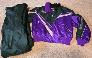 VTG Womens L Arctic Cat Snowmobile Purple Green Gray 3 Piece Set 2 Jackets Pants - Picture 1 of 21