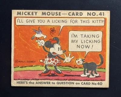 Tarjeta de Mickey Mouse Gum 1935 R89 - Early Disney #41 Minnie Foto 1 de 2