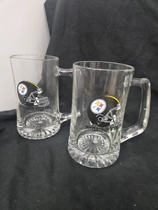 Heavy Duty Pittsburg Stellers Glass Stein Pair - Picture 1 of 3