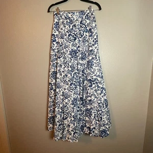 Francescas Damen Hose Small blau weiß weites Bein Paisley Stretch Urlaub Reise - Bild 1 von 12