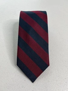 Corbata Aspirando Et Perseverando patrón de rayas azules y rojas hecha a mano 100 % seda - Imagen 1 de 8