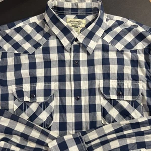 Camisa American Rag Para Hombres L Grande Azul Perla A Presión Western Cuadros Vaquero Algodón - Imagen 1 de 4