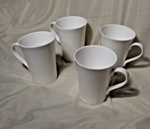 4 Mikasa Lausanne White Bone China Coffee Mugs Cups Set Lot 4.5" - Picture 1 of 8