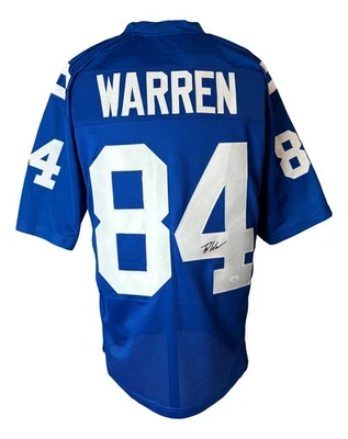Tyler Warren Indianapolis Signed Blue Football Jersey JSA - Image 1 of 3
