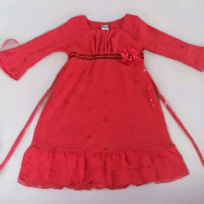 ДЕВОЧКИ 6 X Dollie & Me ~ красный блестками бант вязаное платье BELL рукава ~ без куклы платье  - Изображение 1 из 4