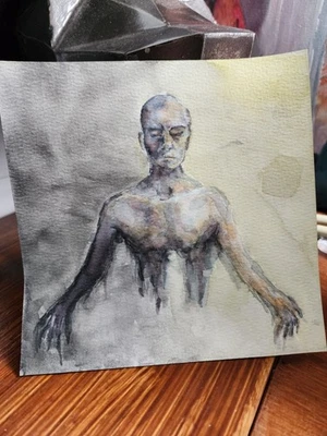 Original Watercolor Fan Art - 6x6 on paper inspired by Tool's The Patient - Image 1 of 3