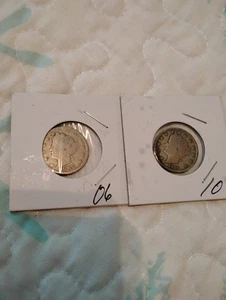 1906 & 1910 V Nickels - Picture 1 of 3