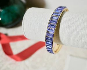 New $80 HEIDI DAUS Beautiful Baguette Crystal Bangle Bracelet Violet M/L - Picture 1 of 5