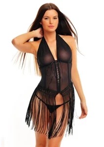 Z14089-535985) NUEVO SEXY MARCAS CORSAGE NEGLIGE NEGRO TALLA 40 (L) TRANSPARENTE - Imagen 1 de 10