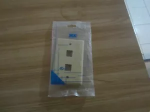 ICC 2 Hole Port Jack Wall Face Plate Network CAT5e CAT6 Ivory - Picture 1 of 2
