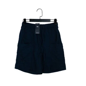 M&S Navy Blue Linen Rich Drawstring Twill Mini Cargo Shorts - Size 6 NEW - Picture 1 of 13