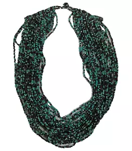 Collana con testa a mano 24 fili turchese multistrato con perline accento bronzo - Foto 1 di 6
