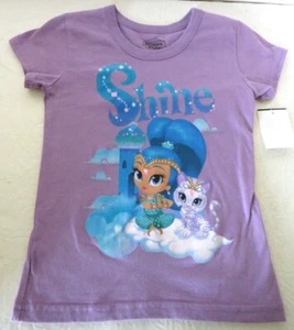 Shimmer and Shine Nickelodeon Kitty Cat Little Girls T-Shirt Size 5 Purple - Picture 1 of 7