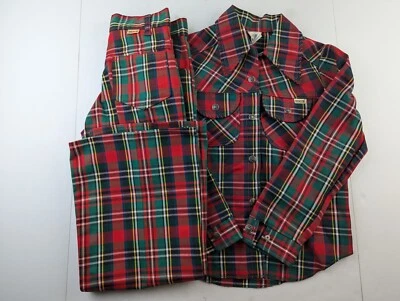 NUEVO DE COLECCIÓN Toughskins Growing Girl 12 Rojo Verde Camisa a Presión Pantalón Acampanado Clásico Foto 1 de 4