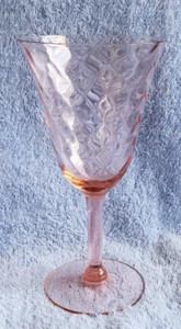 Vintage Tiffin Rose Pink Diamond Optic Wine Glass Depression Glass Stemware - Picture 1 of 5
