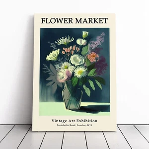 Flower Market Vintage No.8 Exhibition Canvas Wall Art Print Framed Picture Decor - Foto 1 di 5