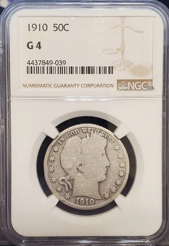 1910 P  Barber Half Dollar  NGC  G4  Problem Free   Very Low Mintage Free Ship Cover