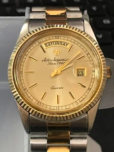 Orologio Uomo Jules Jurgensen 35mm 2 Toni Quadrante Champagne President Data/Giorno (Lotto2302) - Foto 1 di 12