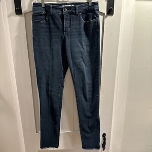 Chico's Platinum Jeans Chico's Size Tall Dark Blue Fray on Hem Waist approx 32” - Picture 1 of 13
