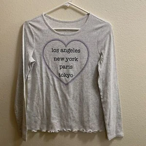 Justice Paris Tokyo New York Los Angeles Heathered Gray Cotton Blend Top Size 14 - Picture 1 of 5