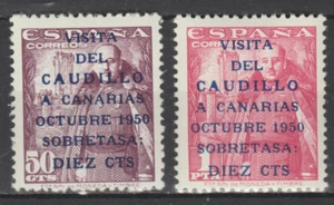 España 1950 Franco visita Canarias Estampillada sin montar o nunca montada - Imagen 1 de 2